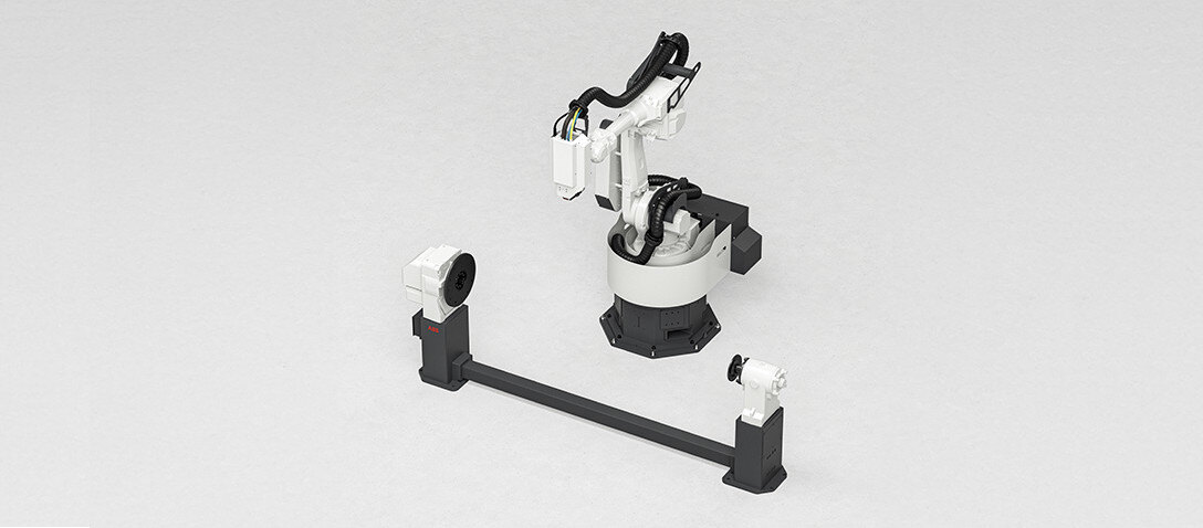 Configuração de célula de solda com robô e fuso